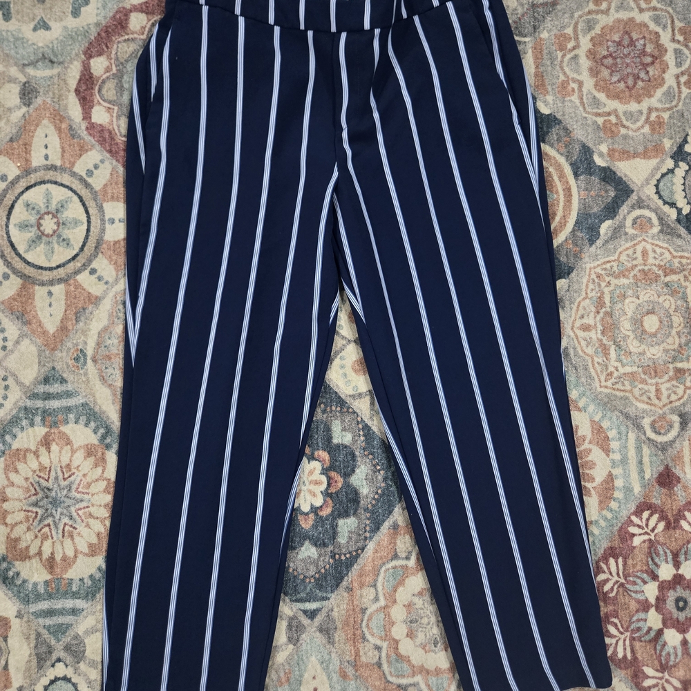 Old Navy Striped Navy & White Cropped  Casual Women's 14 Pants